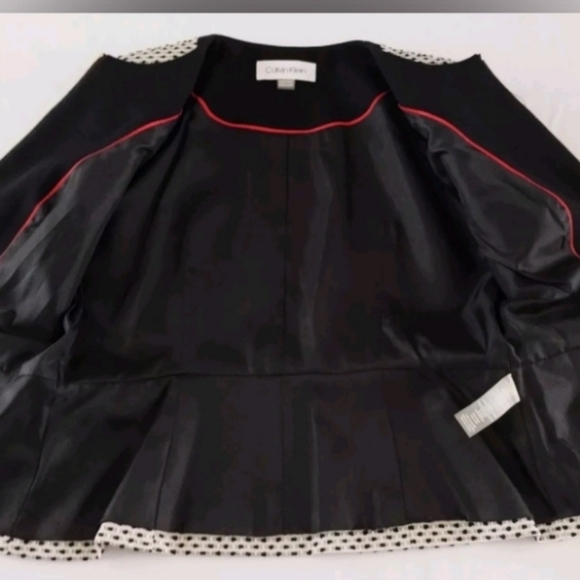 CALVIN KLEIN women’s black white zippered blazer jacket sz 6P career work office - Picture 4 of 11